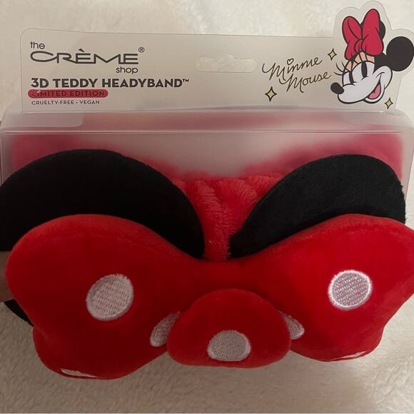 The Creme Shop Disney Minnie Mouse 3D Teddy Spa Headband with Red/White Bow - Picture 3 of 4